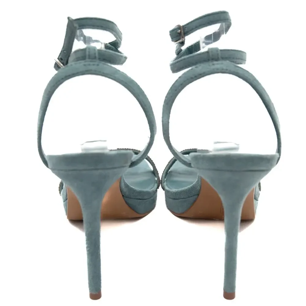 Vince Camuto Aqua Blue Shaded Spruce Kiahna Ankle Wrap Stiletto Heels Size 8